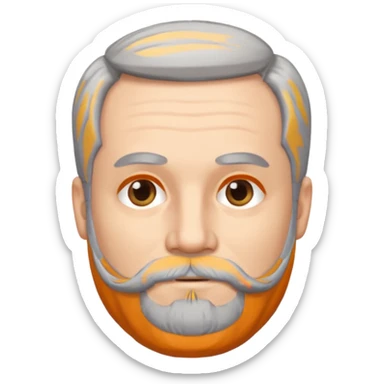 Man 50 with Grey beard and party Grey hair sticker