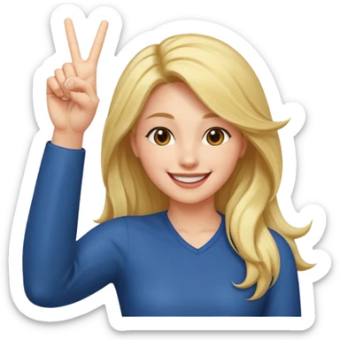  women with open hairs sideways image  one arm victory sign sticker