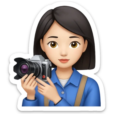 woman cameraman hold a camera, young asian skin sticker