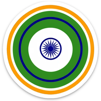 Indian flag with saffron, white, and green horizontal stripes and blue Ashoka Chakra wheel in the center sticker