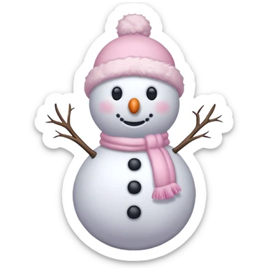 Light pink and white snowman sticker