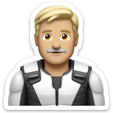 white muscular middle aged man wearing a motocyclist outfit sticker