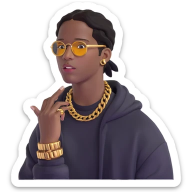 ASAP Rocky with gold grills and designer clothes sticker