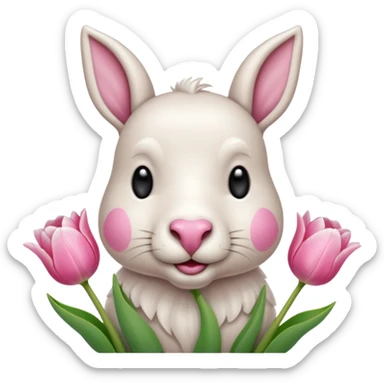 Un 🐑 lindo teniendo un tulipán rosa sticker