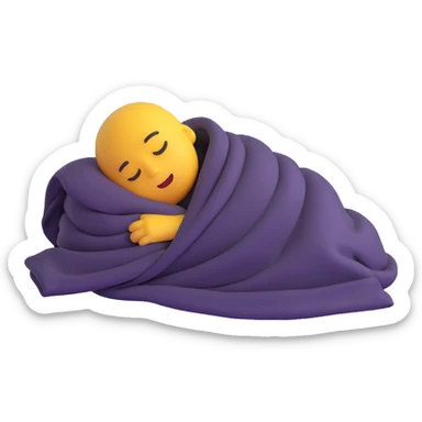 person sleeping under a blanket, 3D emoji style sticker