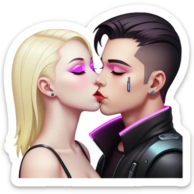 cyberpunk neon kiss sticker