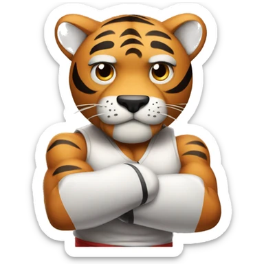 Tiger boxer with his arms crossed sticker