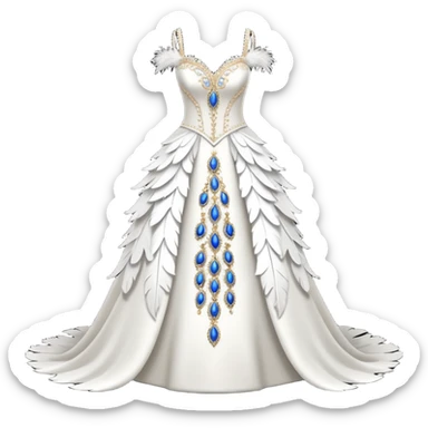 Hyper Realistic ornate Wedding dress displays  with feathers  sticker