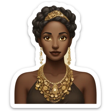 Portrait of stunning brown beauty with gold jewellery  sticker