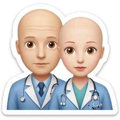 bald doctor and patient  sticker