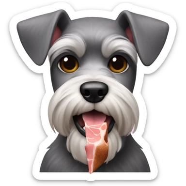 Miniature Schnauzer eating ham sticker