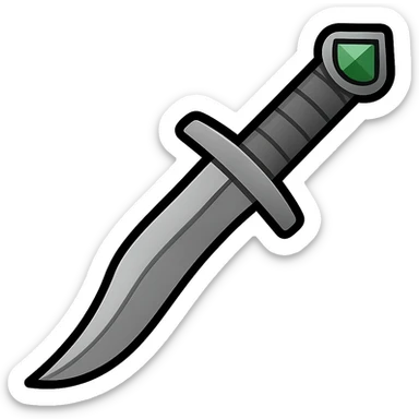 Make the blade slightly curved, keep the hilt simple, only the gemstone in the hilt is colored, in emoji style with transparent background. sticker