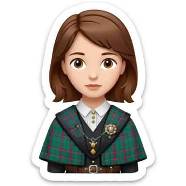 female with scottish attaire and brown hair sticker
