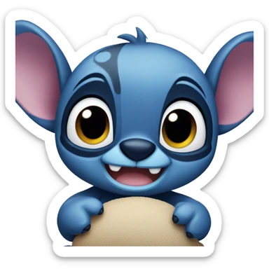 Cute stitch, holding a teddy bear sticker