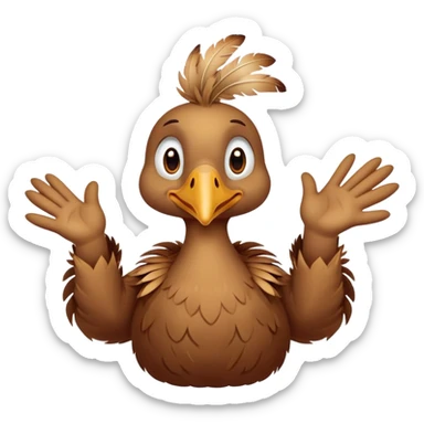 Dodo, 2d cartoony, with a 2 hands what clapping together saying "Don't cook again daym" sticker