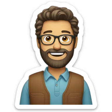 happy bearded man with glasses sticker