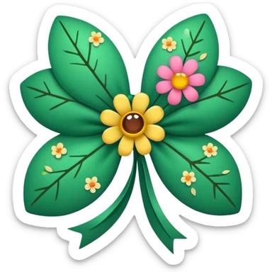 forest character small bow with flower petals sticker