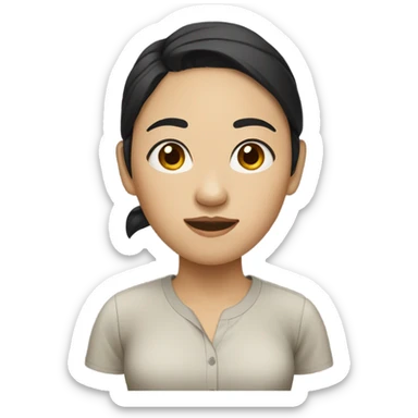 asian woman black hair, casual shirt sticker