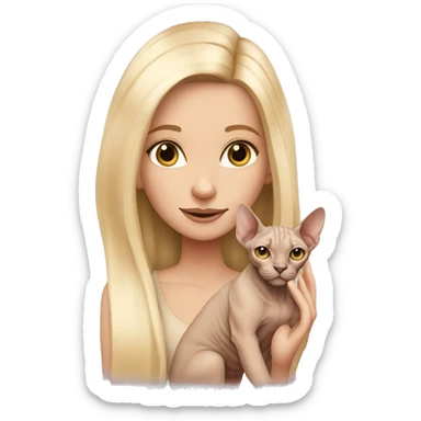 Girl blonde long hair holding sphynx sticker
