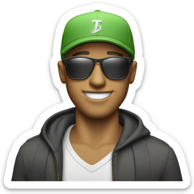 Smiling guy in sunglasses with a ball cap on sticker