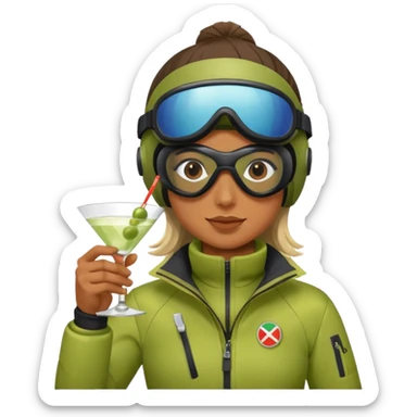 Skier martini sticker