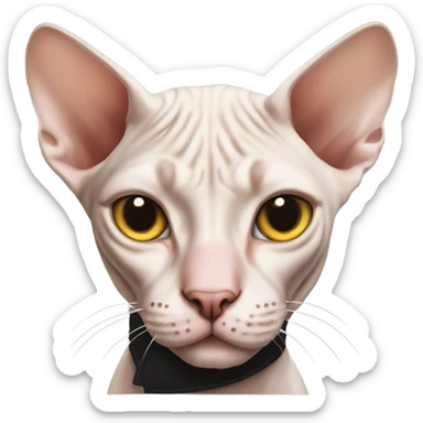 Sphynx cat without one eye with a pirate patch sticker