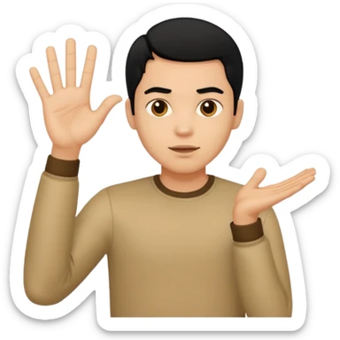 light skin black hair man gesturing no sticker