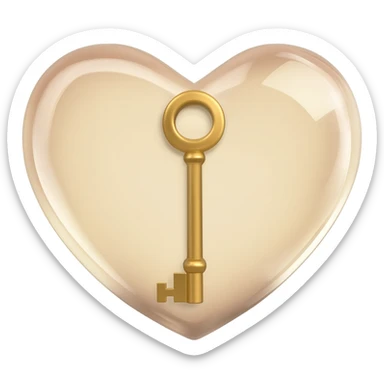 beige glass heart with a golden key sticker