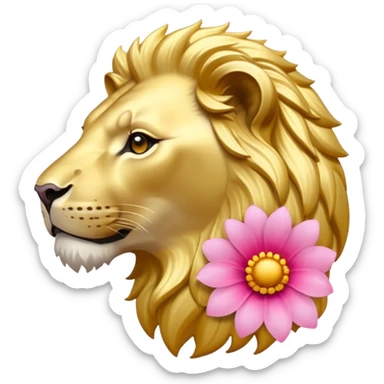 Löwe mit Pinke Blume auf dem Kopf  sticker