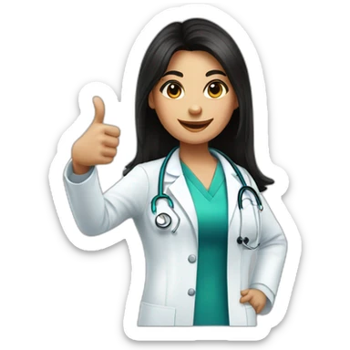 doctor girl with dark hair thumbs up sticker