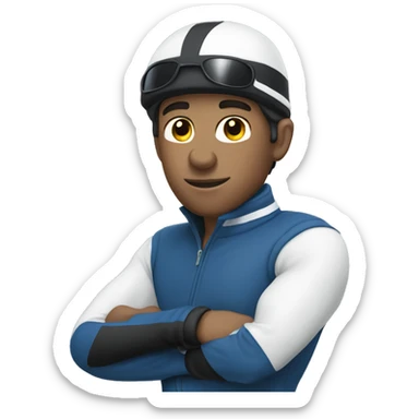 Jockey with blue jacket and white armbands sticker