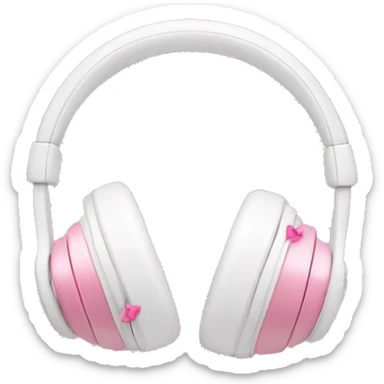 White headphones with silk pink bows on the side sticker