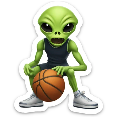 Alien playing basketball sticker