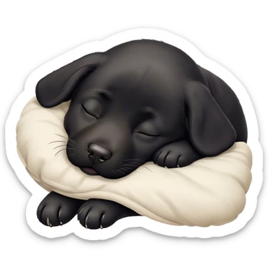 Meme-Worthy Cute Sleeping Black Labrador Portrait Emoji, Head resting peacefully with a contented smile, showcasing a delightfully robust build and a luxuriously soft black Fur, eyes shut in a serene nap, Simplified yet hilariously adorable features, highly detailed, glowing with a soft, drowsy light, high shine, relaxed and utterly lovable, stylized with an air of playful laziness, bright and heartwarming, soft glowing outline, capturing the essence of a comically sleepy companion, so meme-worthy it feels like it could instantly become the next viral sensation of adorable slumber! sticker