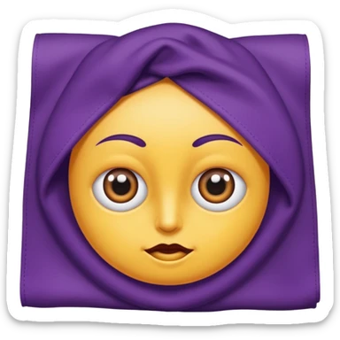 Hazme un emoji de una toalla morada con ojos de Cari con ojos de caricatura con boca sticker