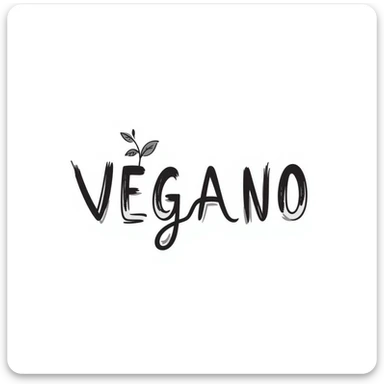 the word VEGANO in a handwritten script with a leafy accent, evoking freshness and nature sticker