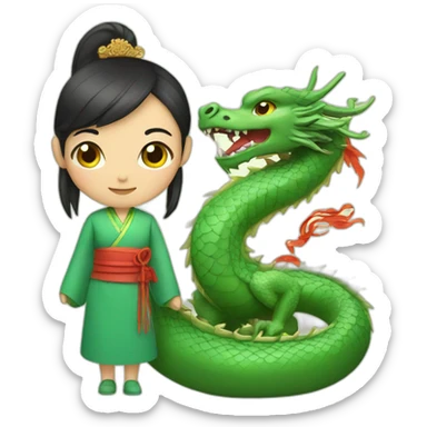 Chinese woman with dragon sticker