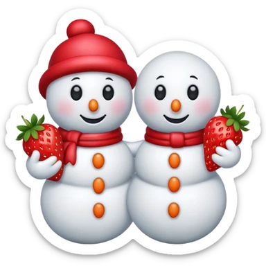 snowmen holding strawberry sticker