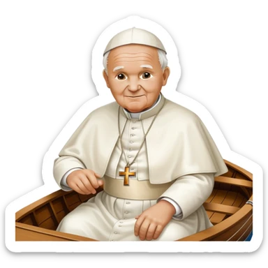 Pope John Paul II sitting on a boat sticker