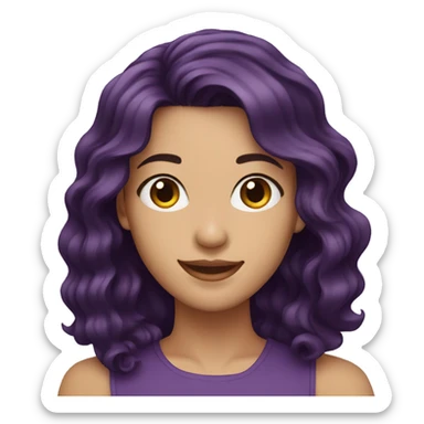 Smiling woman, dark violet wavy hair sticker