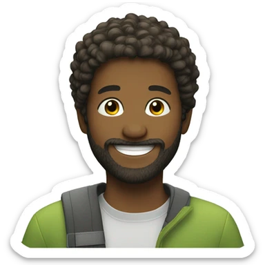 smiling boy outdoors with beard sticker