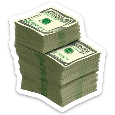 Stack of $100 bills with bank note sticker