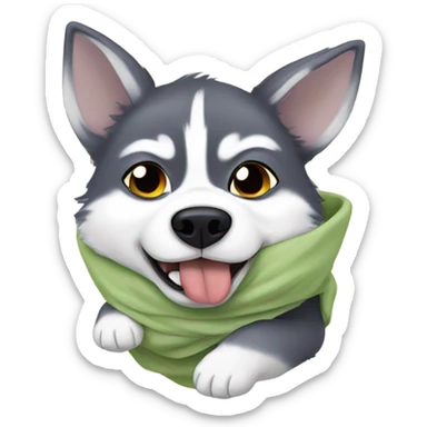 Husky carrying baby yoda sticker