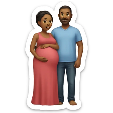 A pregnant woman with her husband  sticker