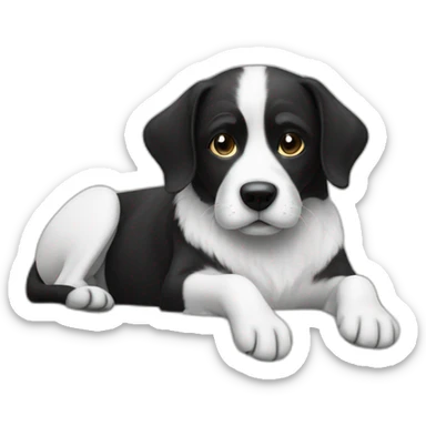 black white dog on couch sticker