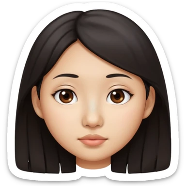 Asian girl with dark hair and a nose mole disappearing  sticker