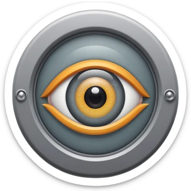 Minimalist emoji-style sticker of a peephole with a realistic eye looking out from inside. Black and gray tones, flat icon, centered eye.
 sticker