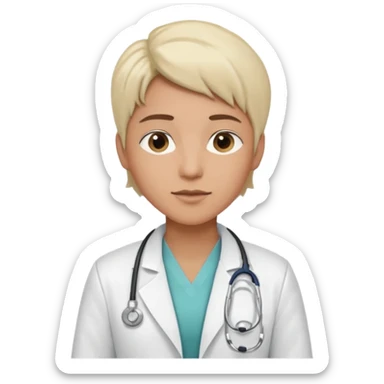 androgynous medium tone skin physician sticker