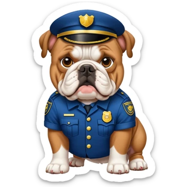 english bulldog wearing a security uniform sticker