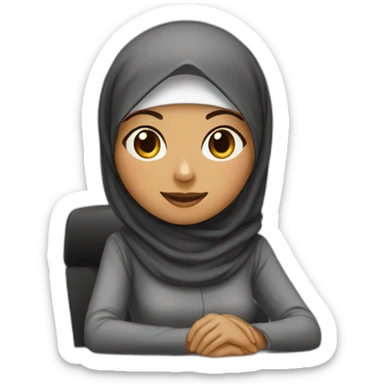 a-girl-with-hijab-behind-the-desk sticker